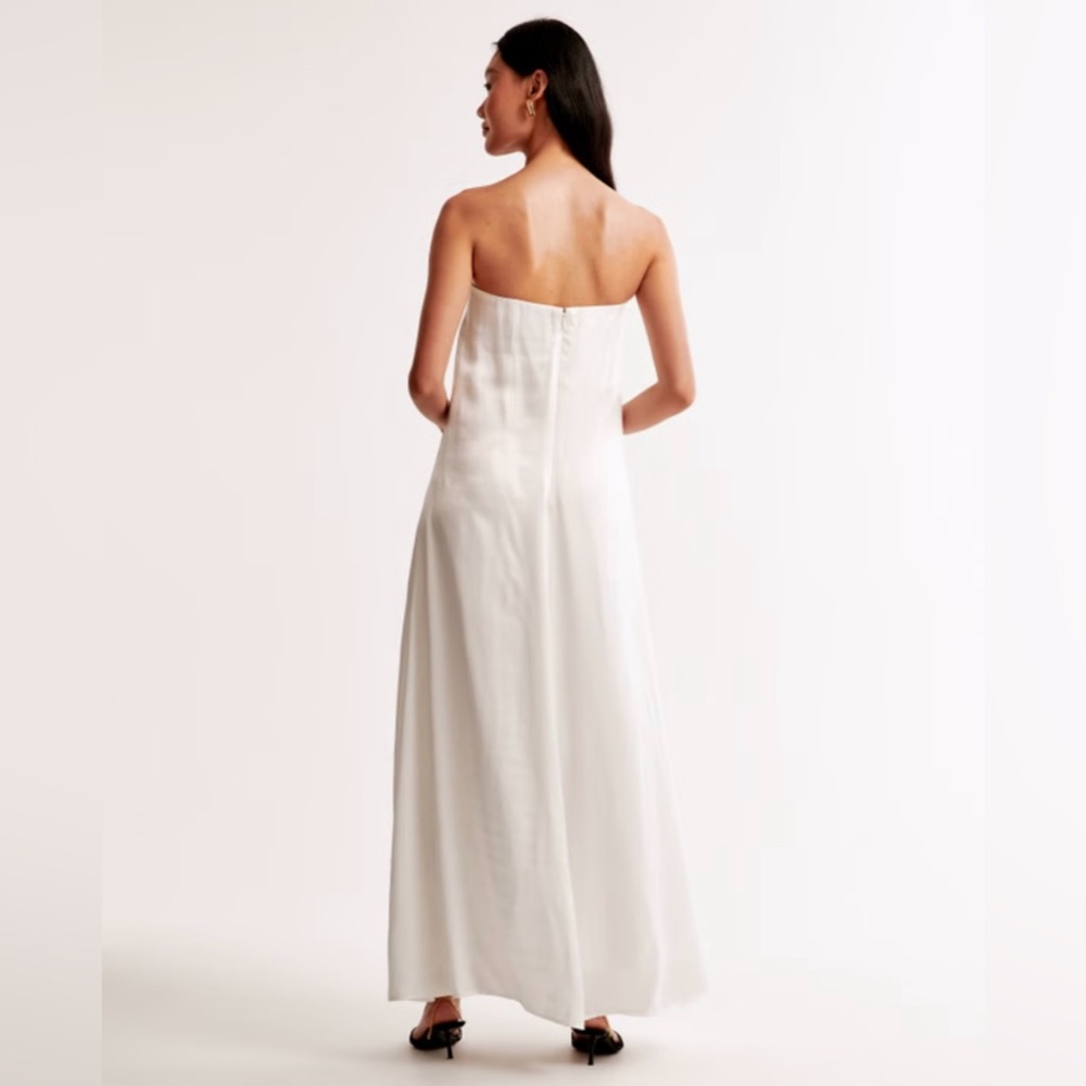 NWT {Abercrombie & Fitch} White Strapless Trapeze Maxi Dress - Picture 4 of 7